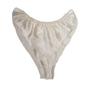 Vintage 80s Jezebel Ivory Satin High Leg French Cut Panties Underwear L
